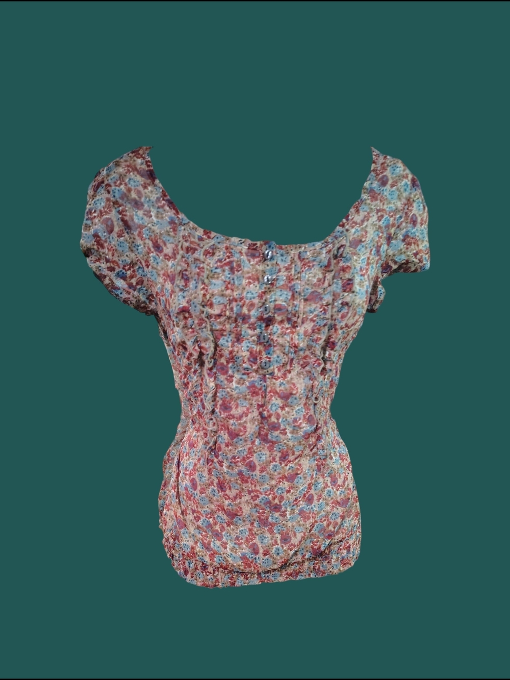 Floral Scoop Neck Women’s Top in Multi-Color